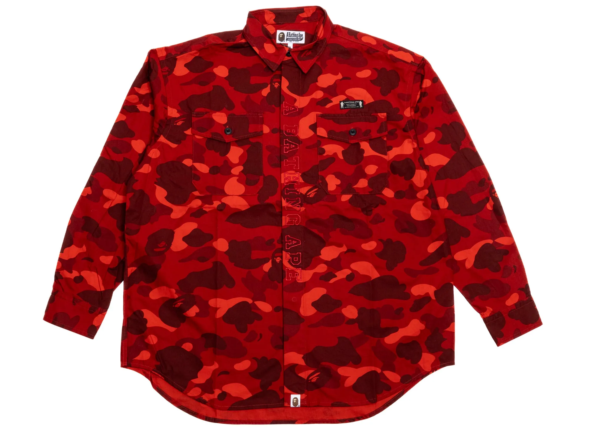 A Bathing Ape Color Camo CPO Shirt in Red