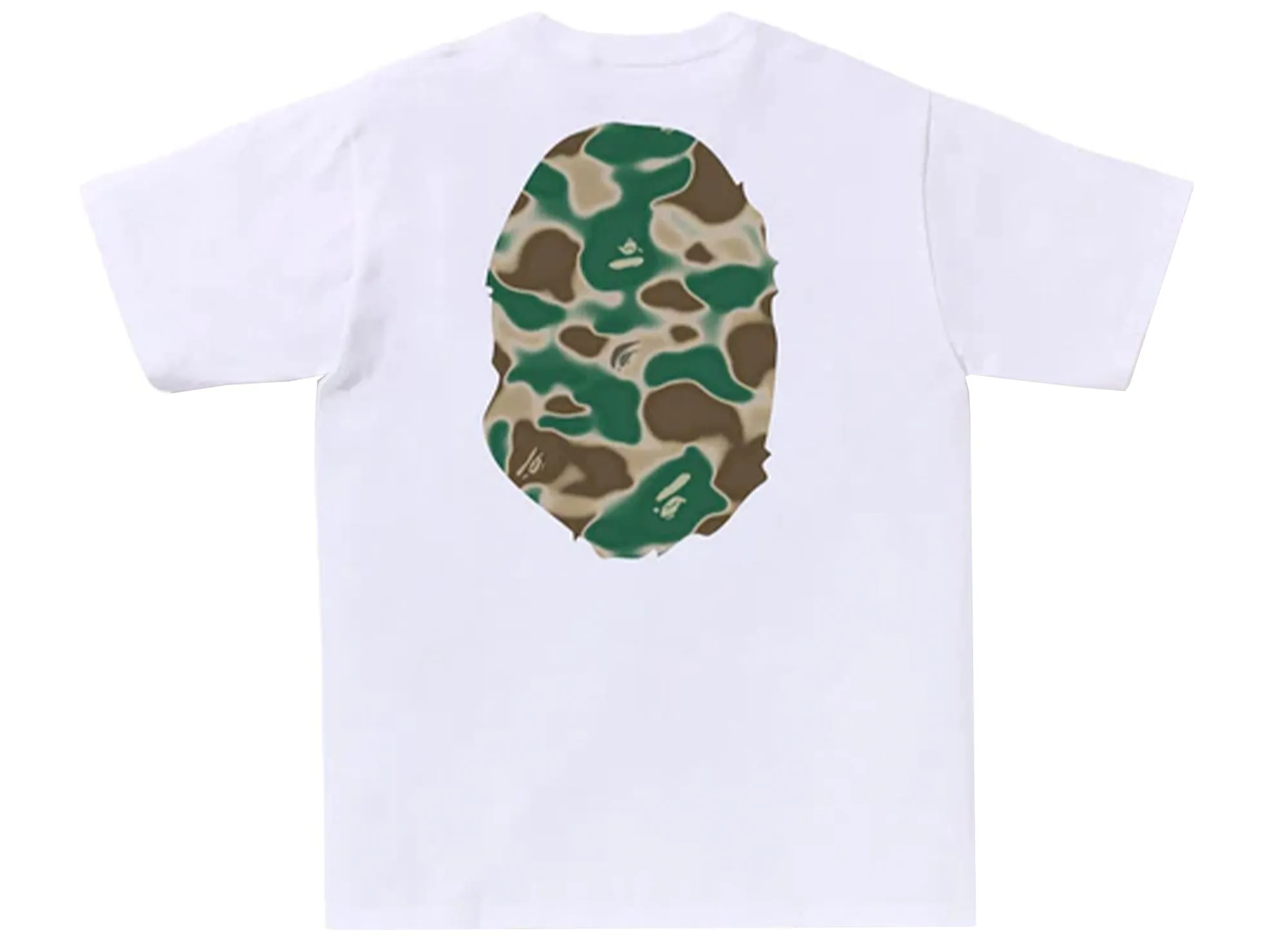 A Bathing Ape Liquid Camo Big Head Ape Tee in White xld