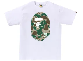 A Bathing Ape Liquid Camo Big Head Ape Tee in White xld