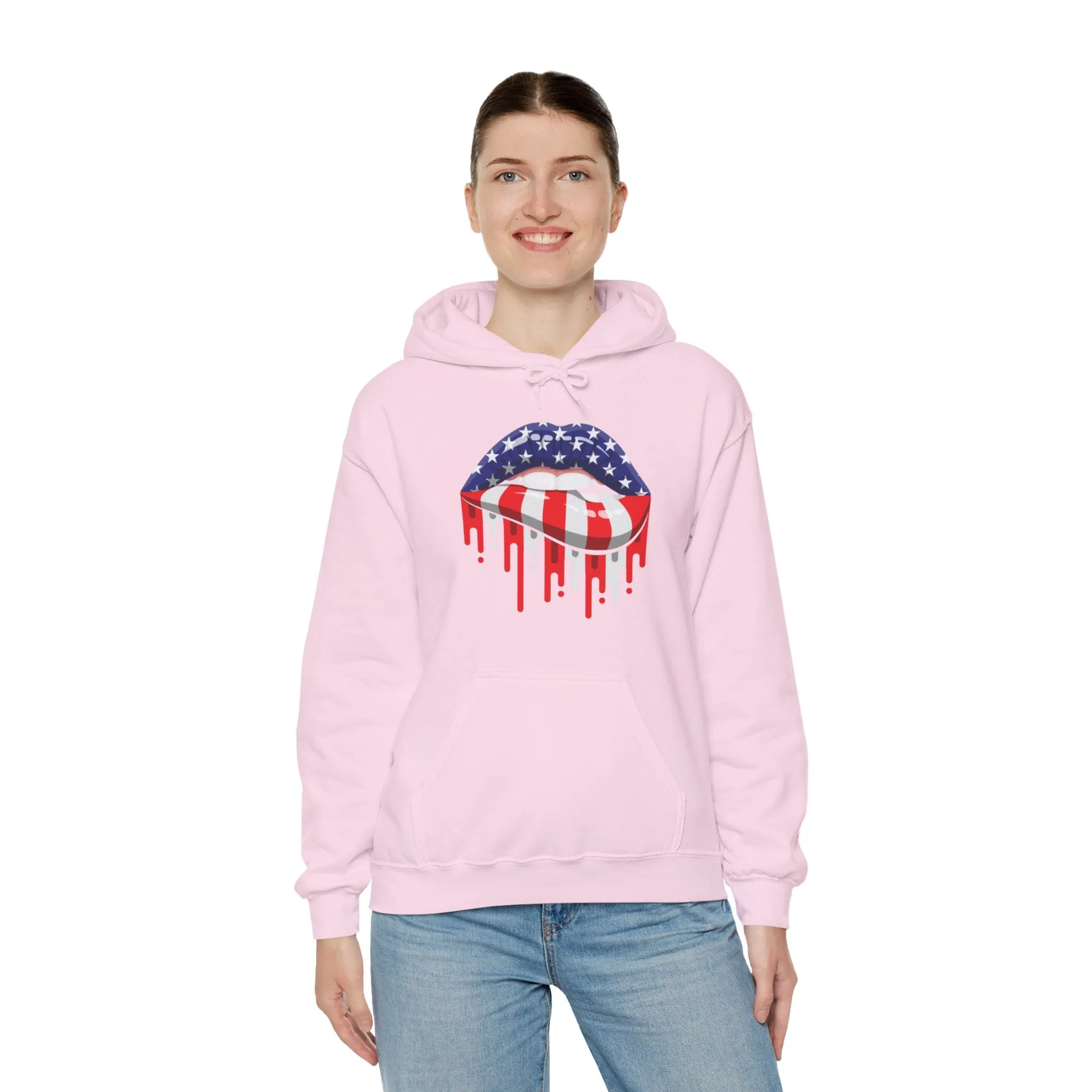 American Flag Lips Hooded Sweatshirt