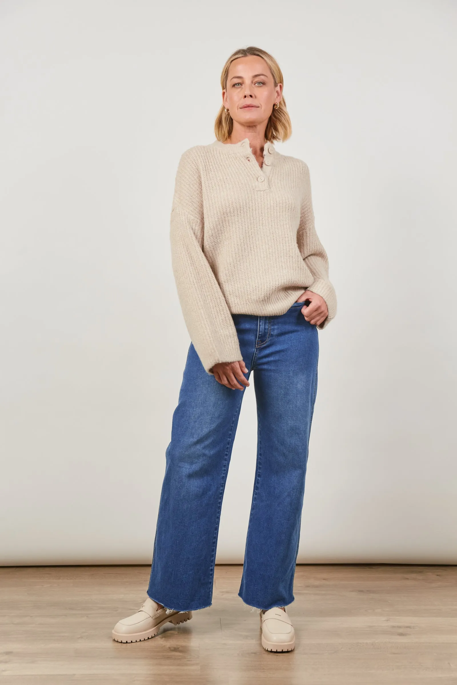 Avenue Button Jumper - Buff