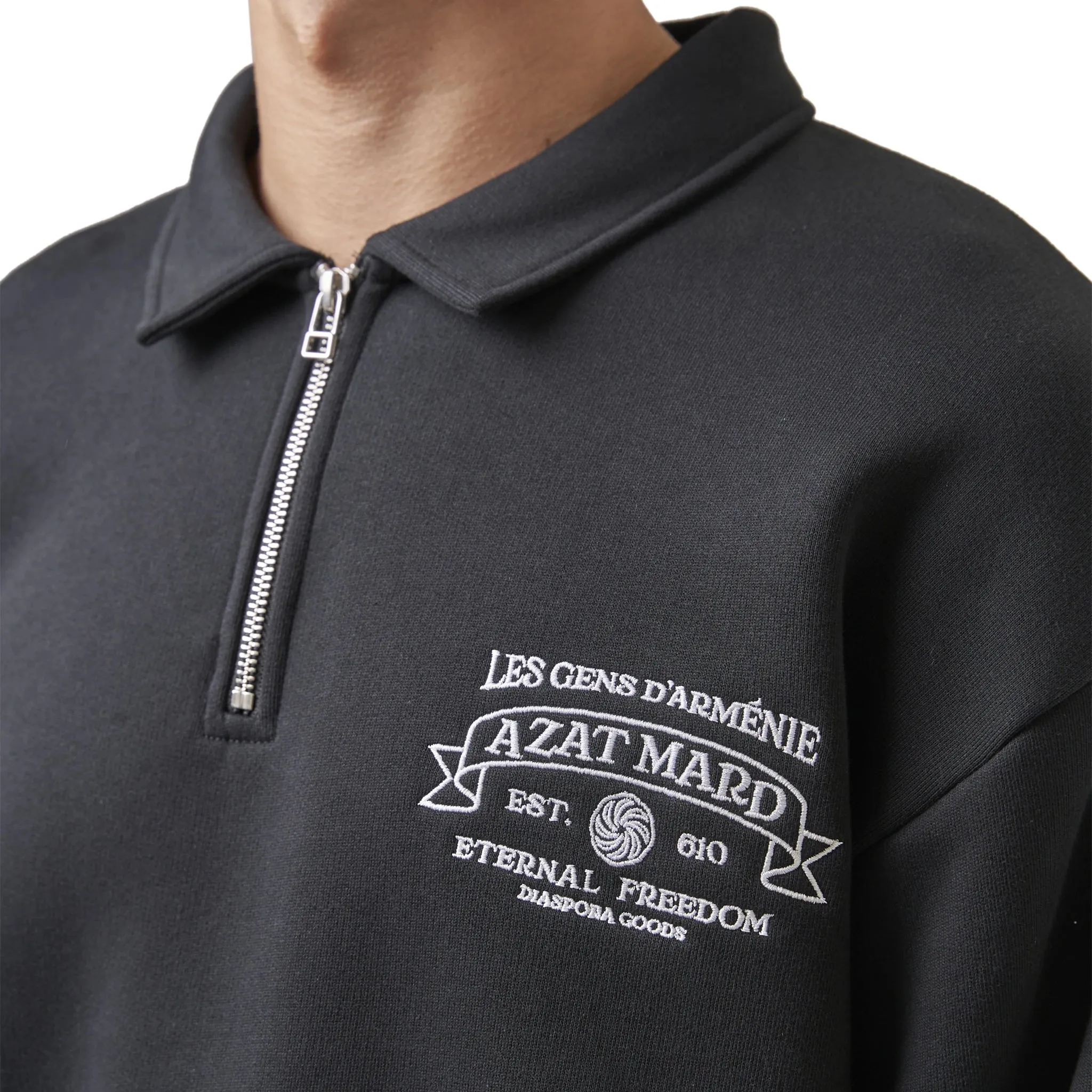 Azat Mard Mens Eternal Freedom Black Quarter Zip Sweatshirt – Stylish & Comfortable Mid-Layer for All Seasons