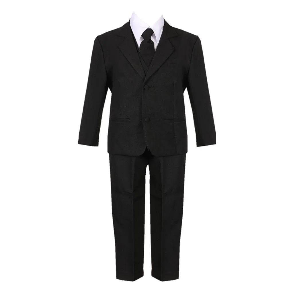 Baby Boys Black 5 Piece Classic Vest Jacket Pants Special Occasion Suit 3-24M