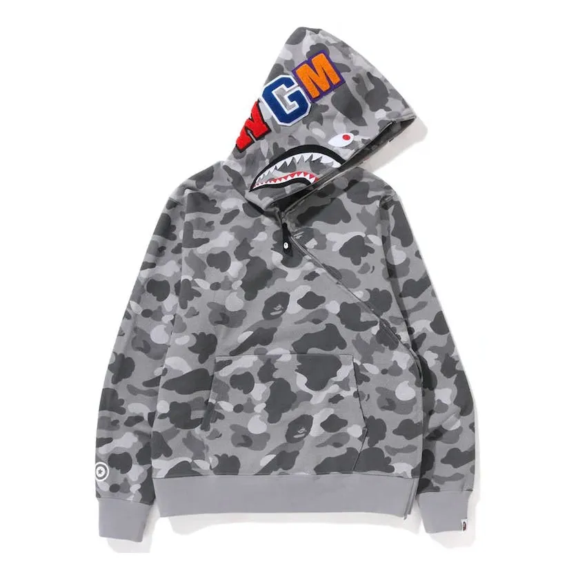 BAPE HONEYCOMB CAMO SHARK FULL ZIP HOODIE GREY