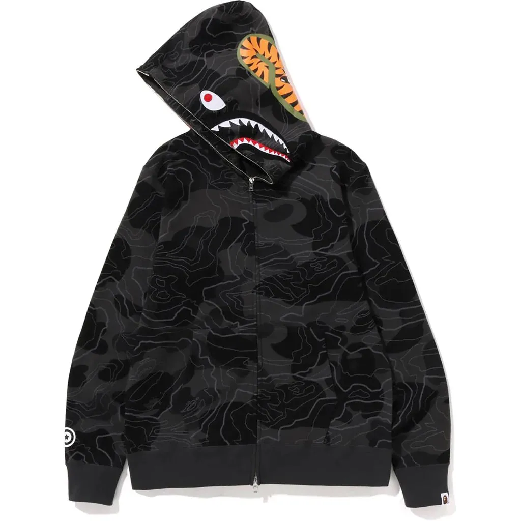 BAPE WGM LAYERED SHARK ZIP HOODIE BLACK