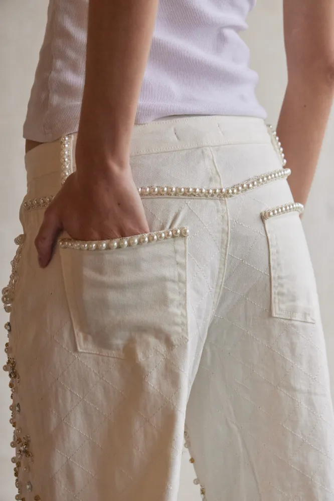 Beaded Wide Leg Jeans