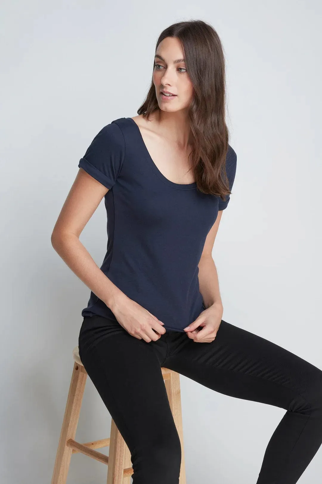 Boat Neck Cotton TENCEL Modal Blend T-shirt | Multiple Colours