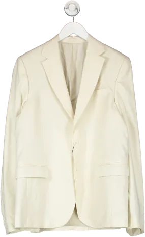 boohooMan Cream Skinny Single Breasted Linen Suit Jacket UK 10