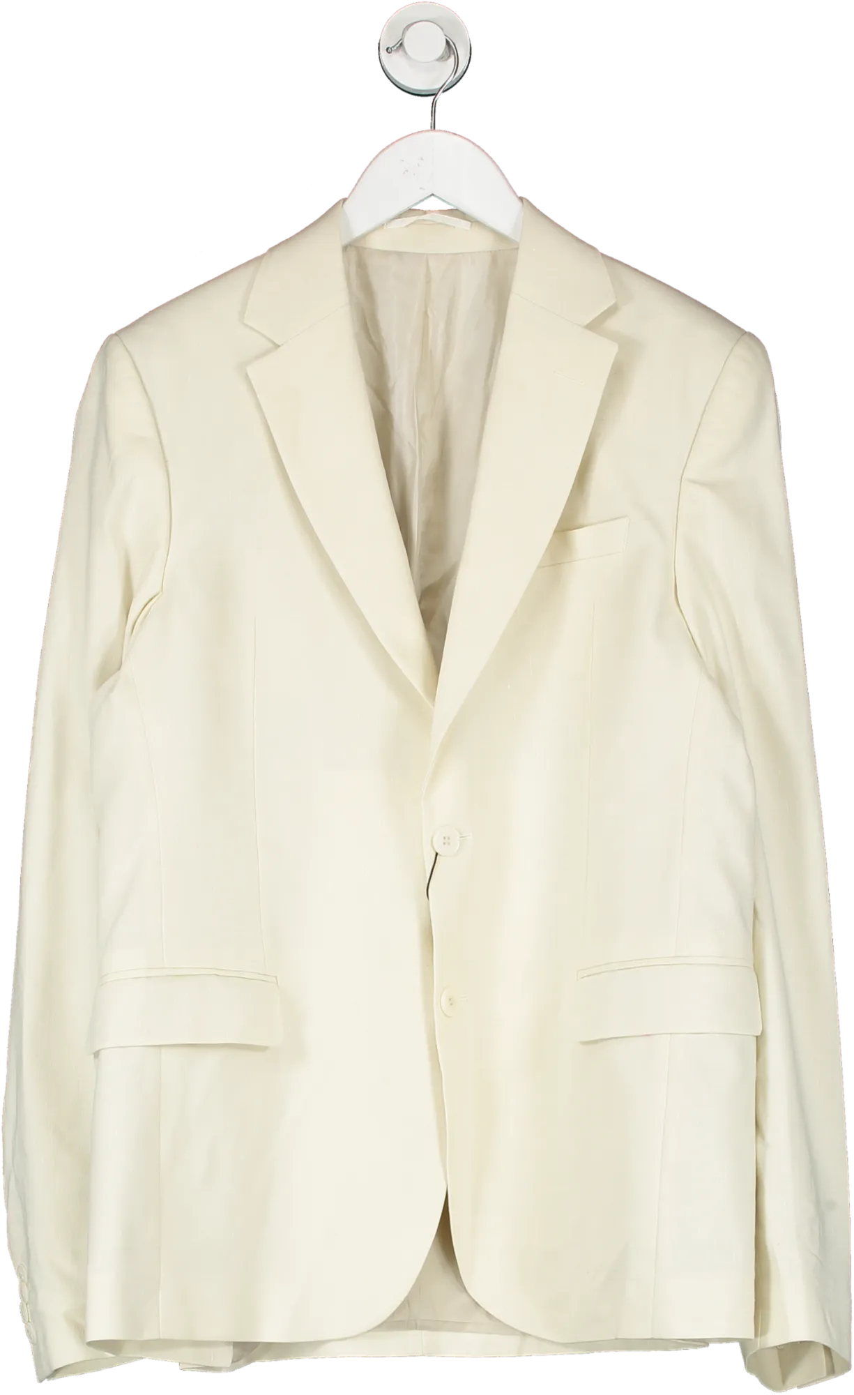 boohooMan Cream Skinny Single Breasted Linen Suit Jacket UK 10