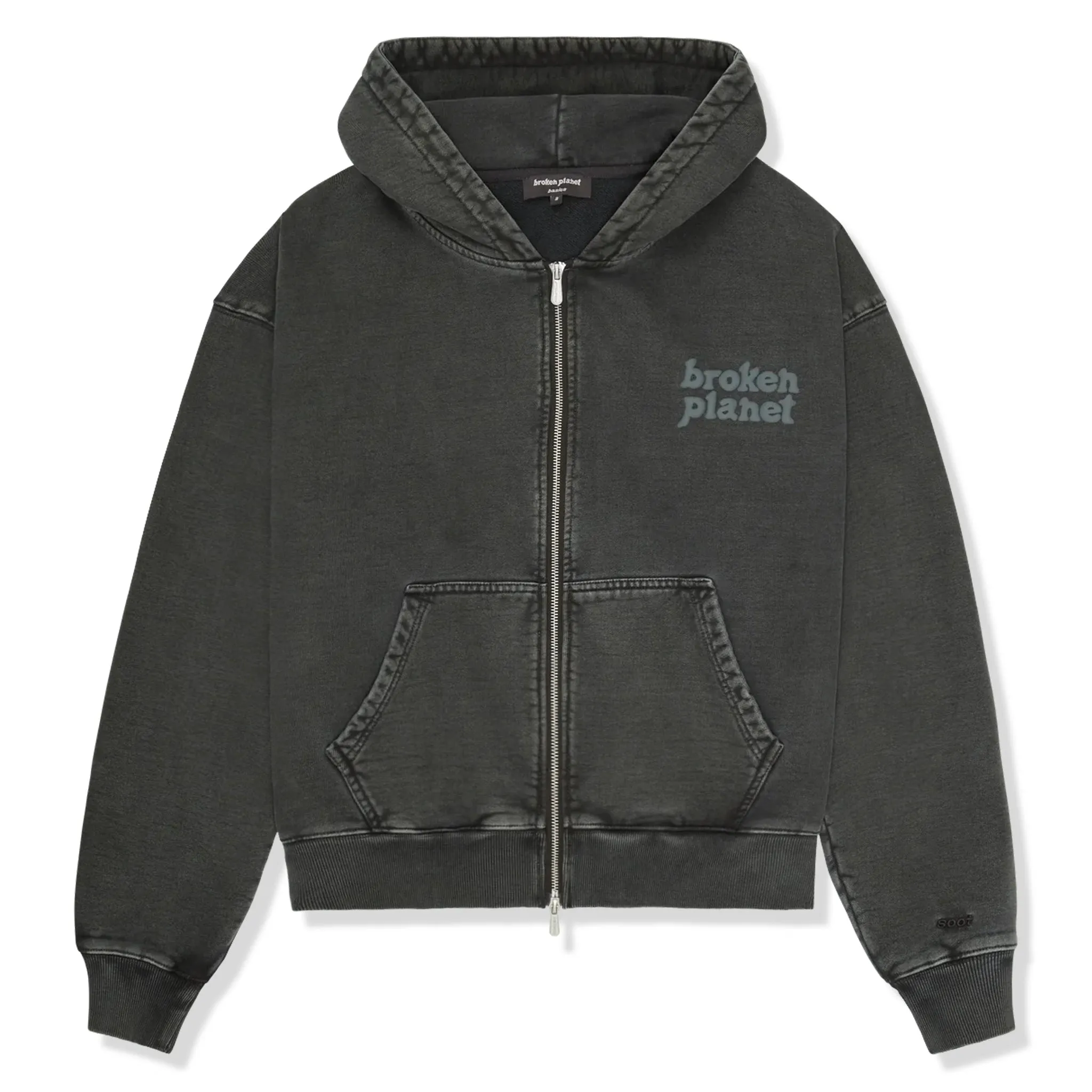 Broken Planet Basics Washed Soot Black Zip-Up Hoodie