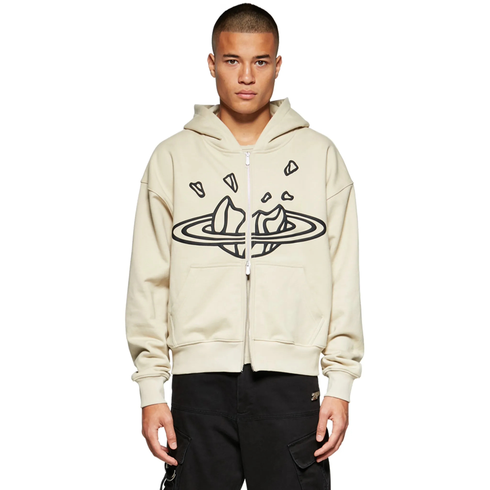 Broken Planet Bone White Zip-Up Hoodie