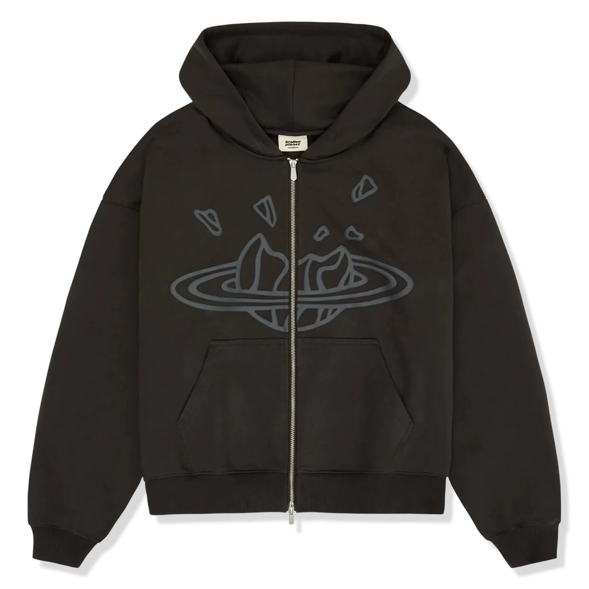 Broken Planet Zip-Up Soot Black Hoodie