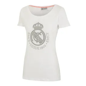 Camiseta Escudo Blanca/Gris Mujer Real Madrid