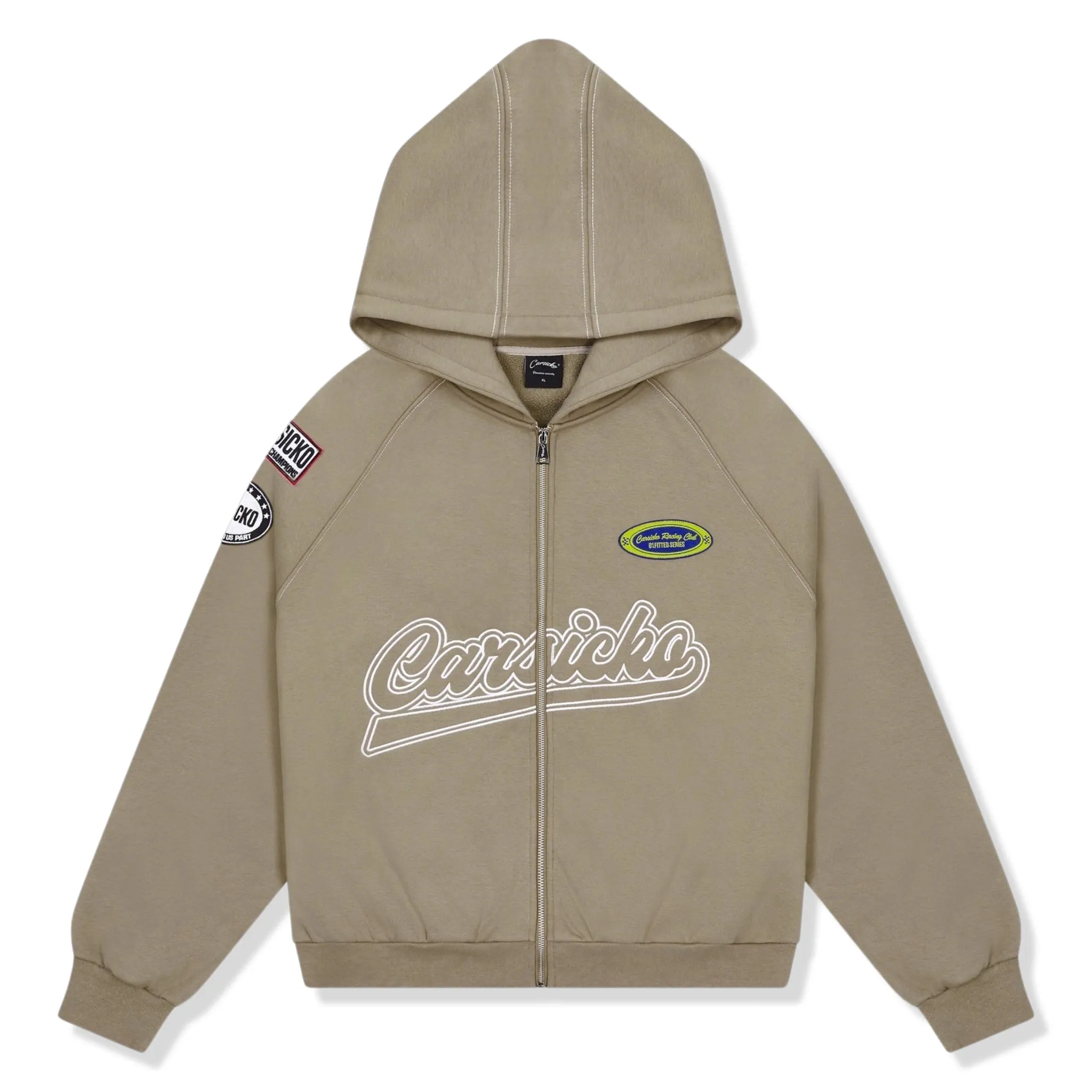 Carsicko Racing Club Zip-Up Cream Hoodie