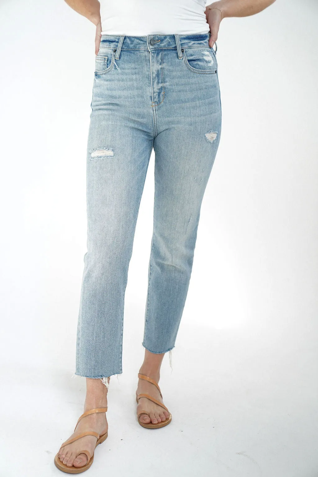 Chrissy Distressed Straight Leg Jeans