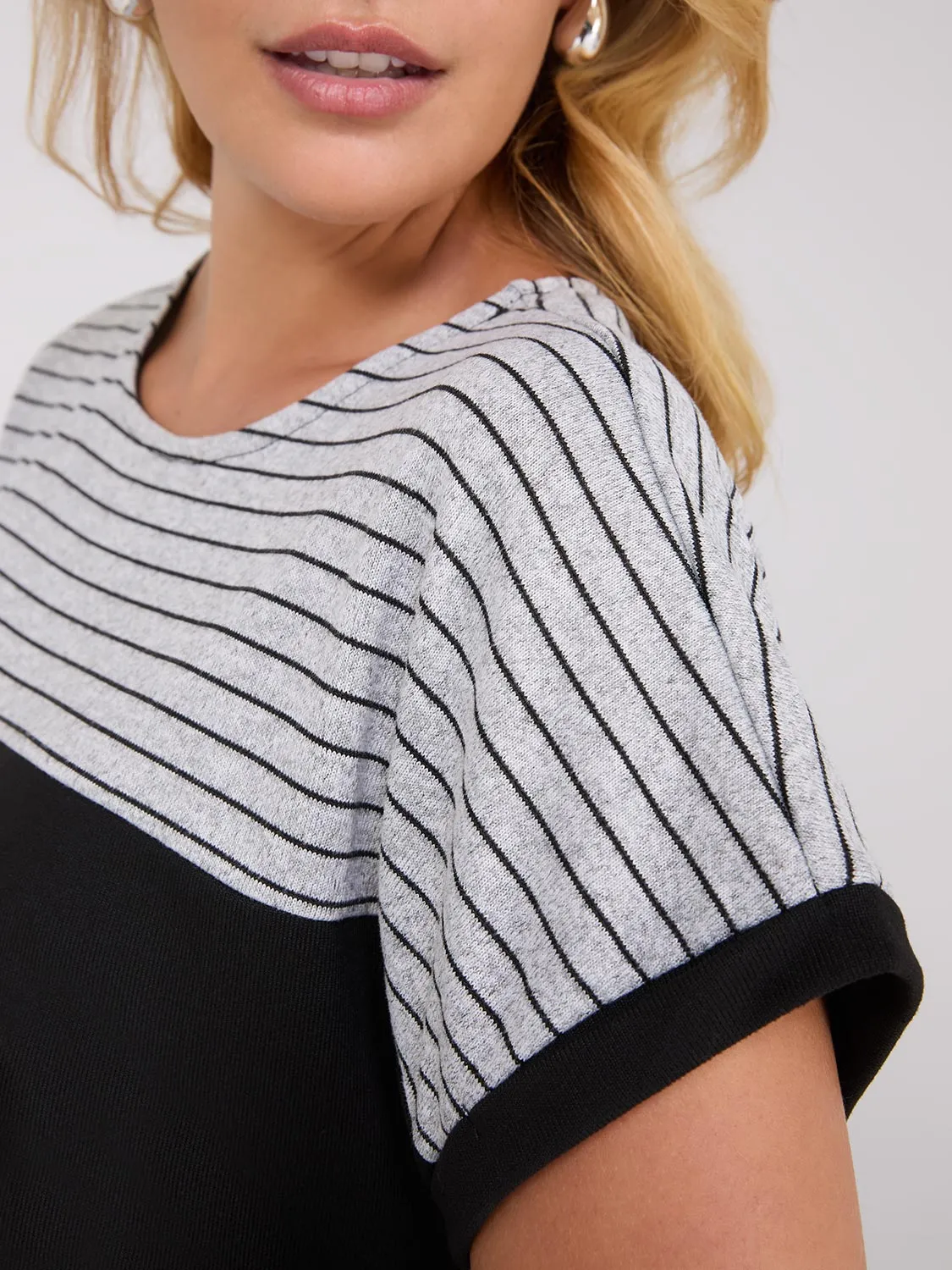 Colour Block Striped Dolman Sleeve Top