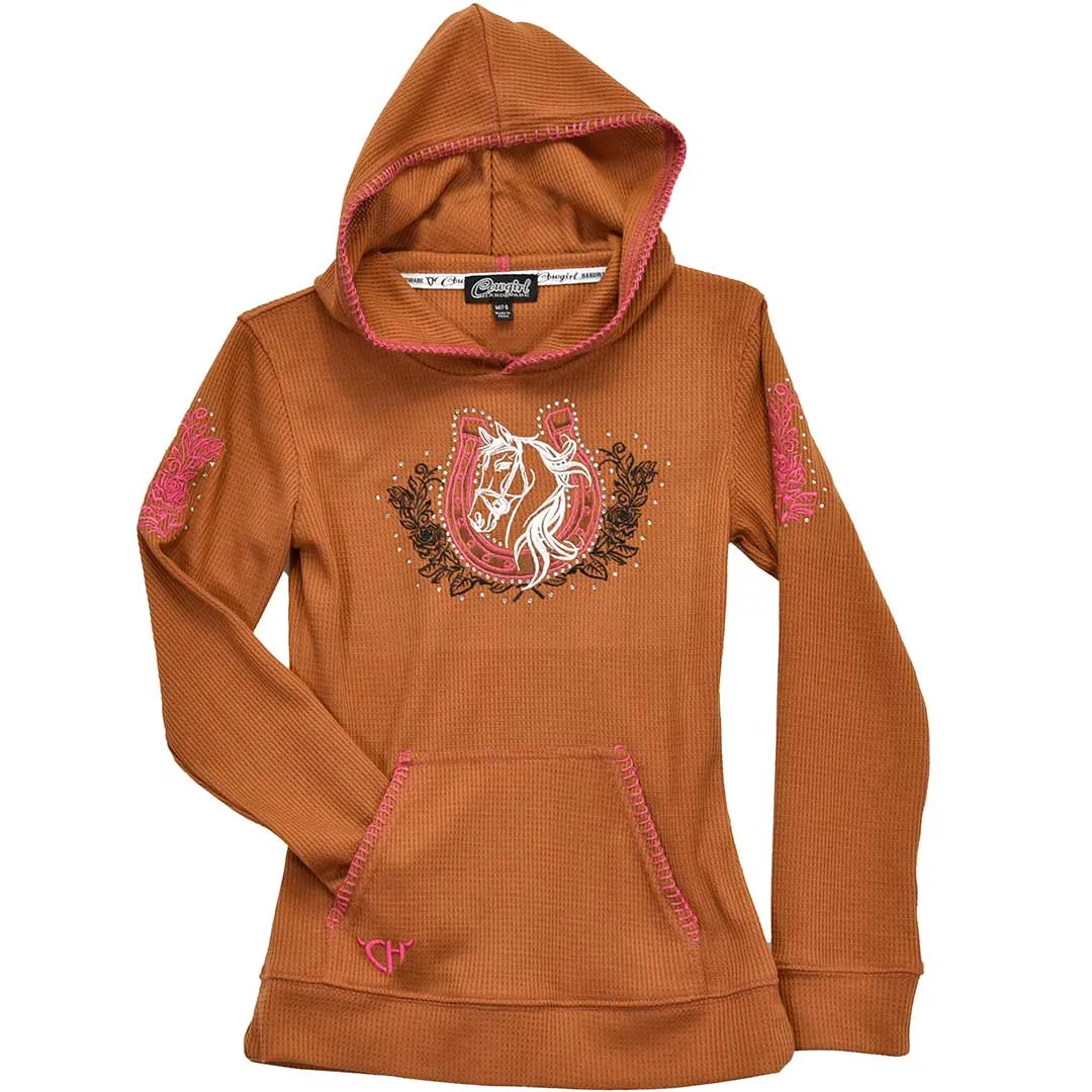 Cowgirl Hardware Girls' Horseshoe Waffle Knit Hoodie