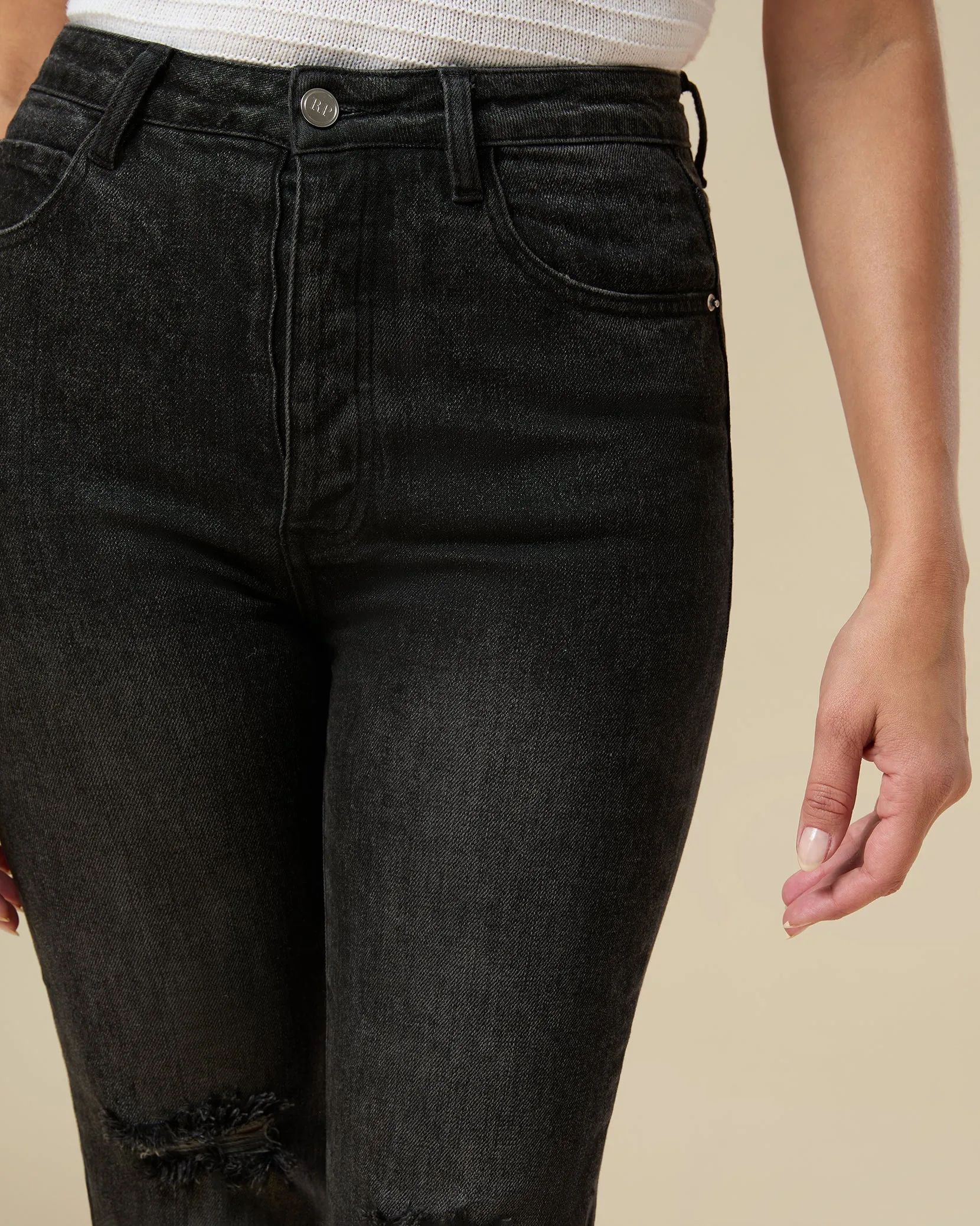 Distressed Straight Leg Jean