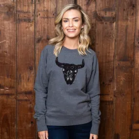 Embellished Skull Pullover Sweatshirt Jackal