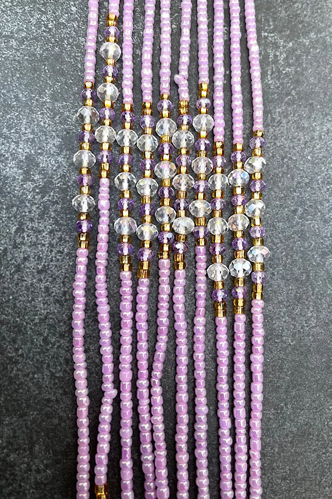 Extended Length 60 Inch Lilac Dream Tie On Waist Beads