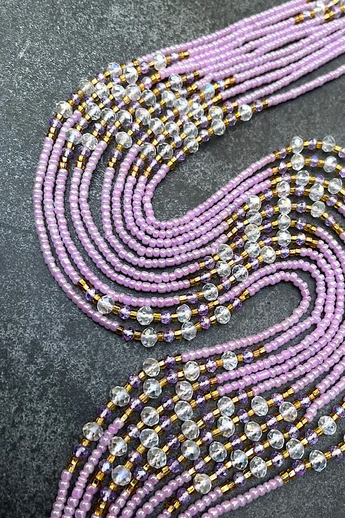 Extended Length 60 Inch Lilac Dream Tie On Waist Beads