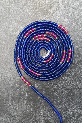 Extended Length 60 Inch Odyssey Blue Tie On Waist Beads