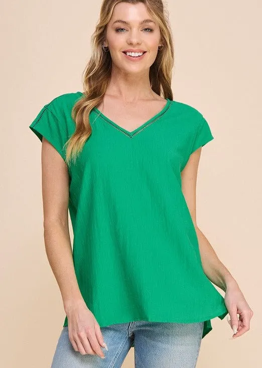 FINAL SALE - Flowy Neck Detail Vneck - 3 Colors!