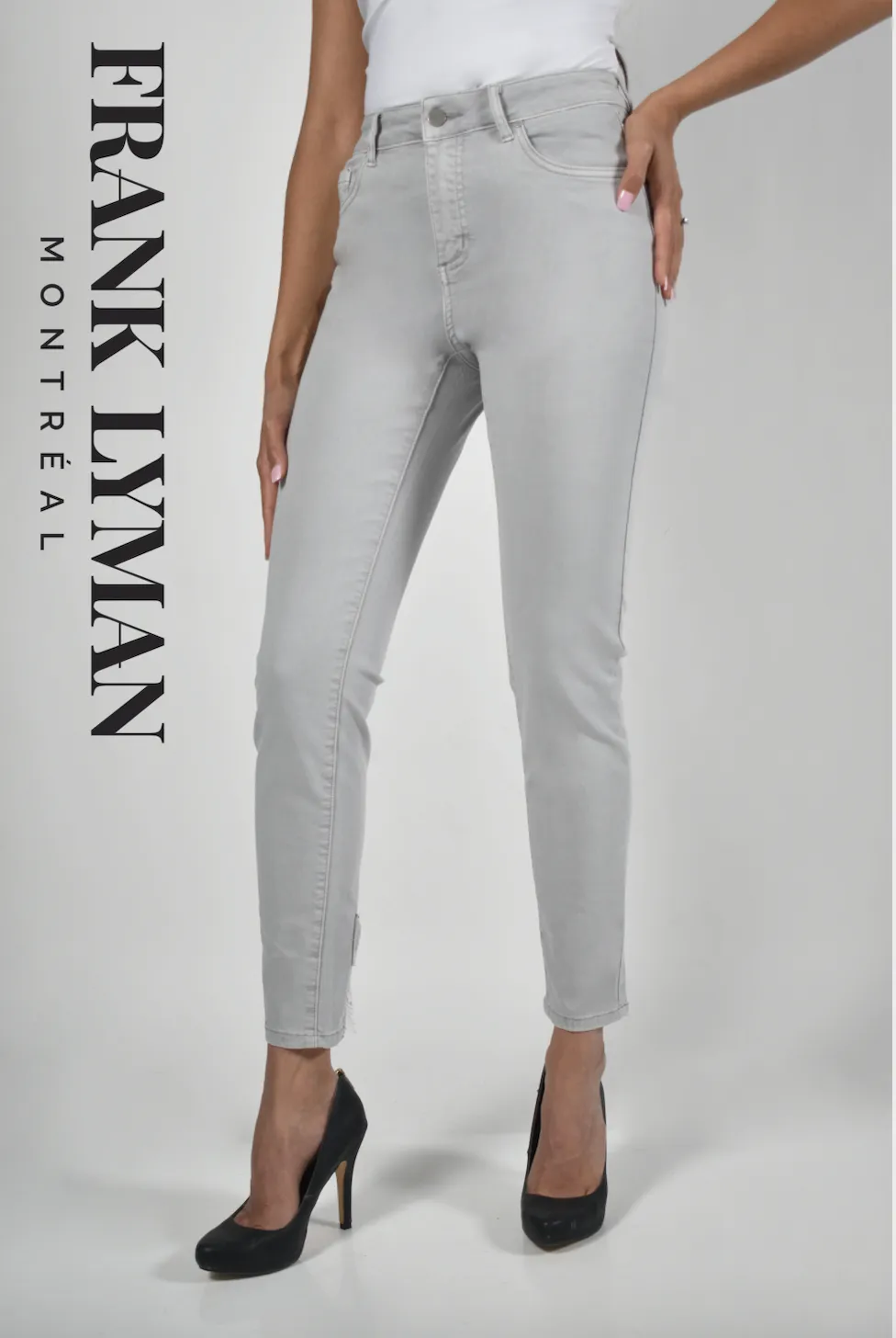 Frank Lyman Grey Woven Denim Pant Style# 226102U