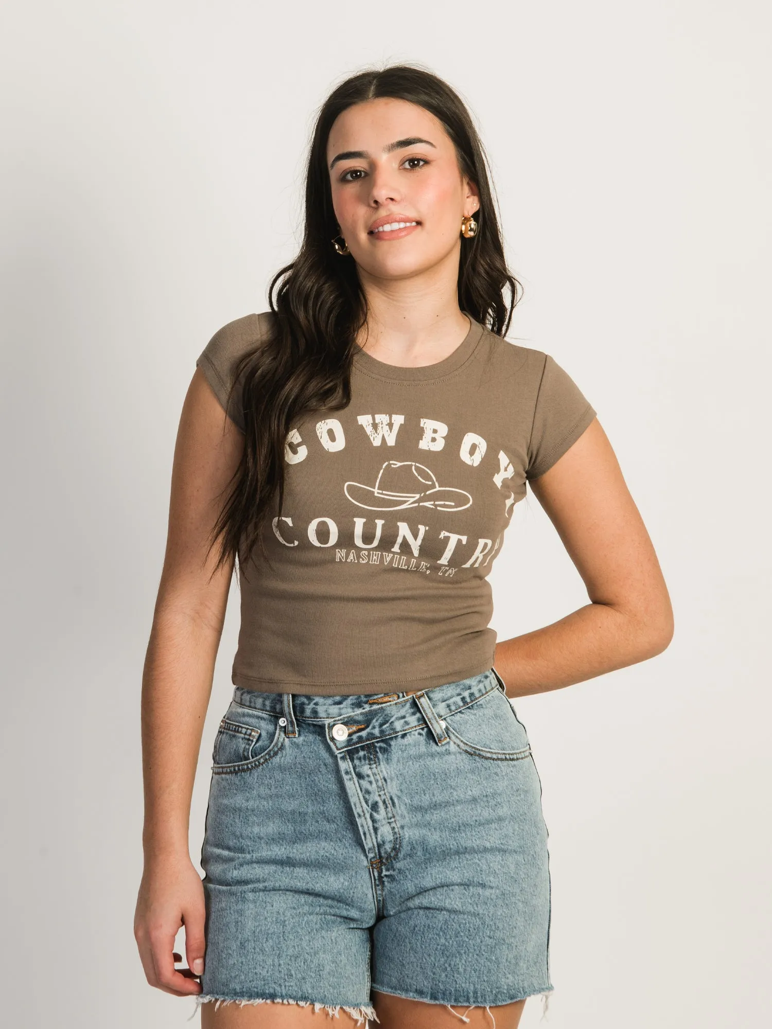 HARLOW FLAT RIB BABY GRAPHIC TEE - COWBOY COUNTRY