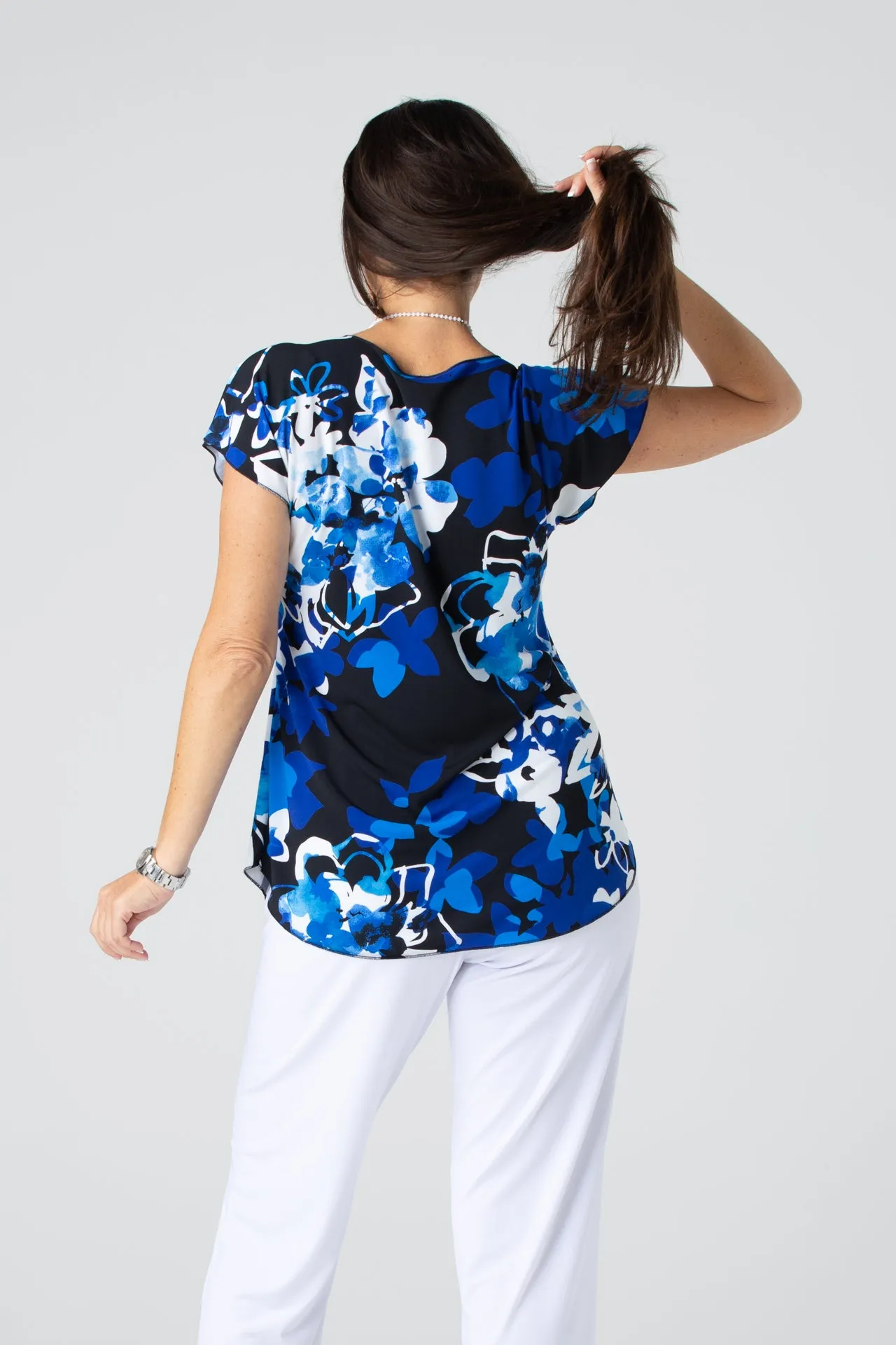 Indigo Print Short Sleeve Jersey Top