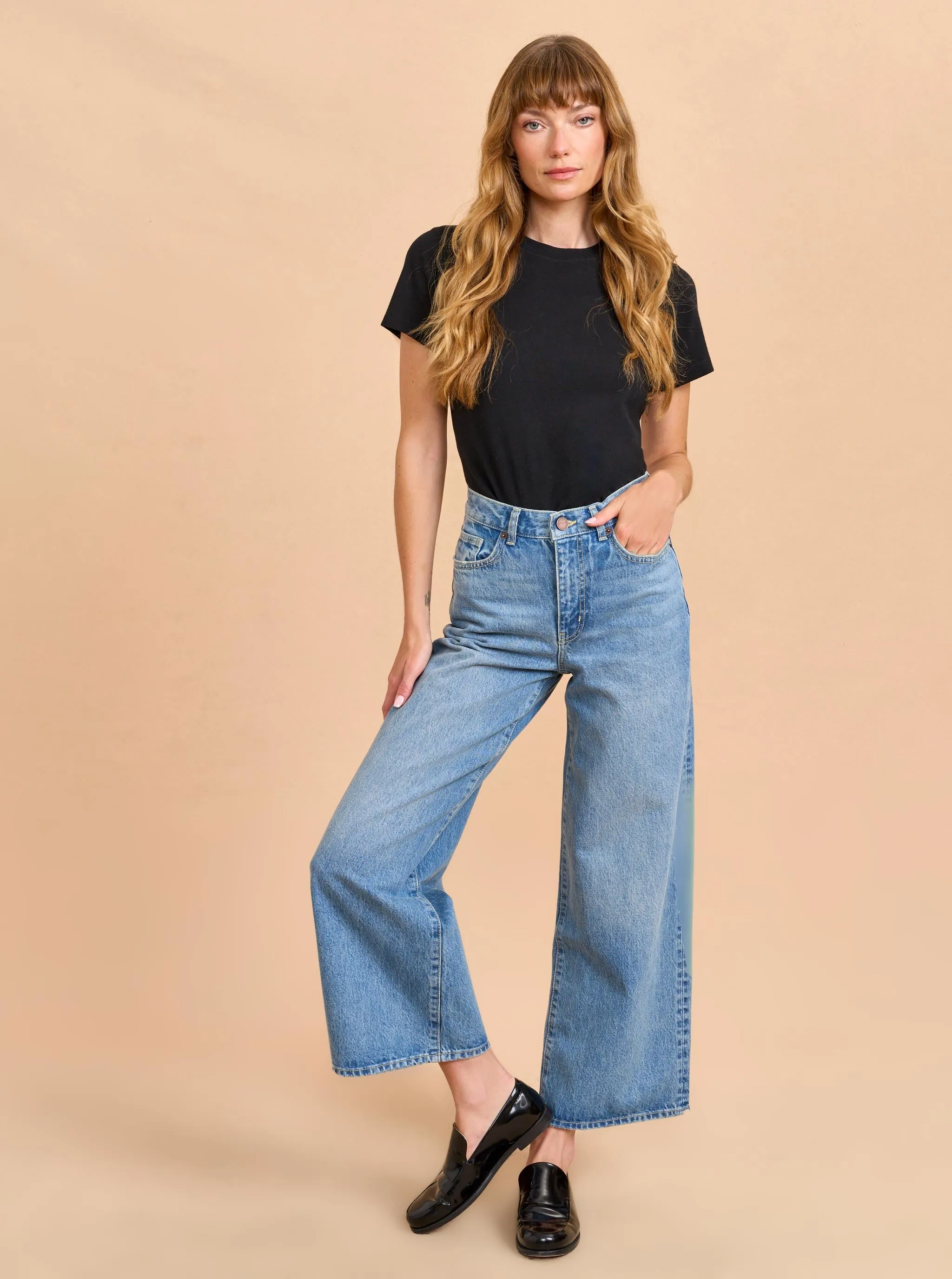 Izzie High-Rise Cropped Wide-Leg Jean