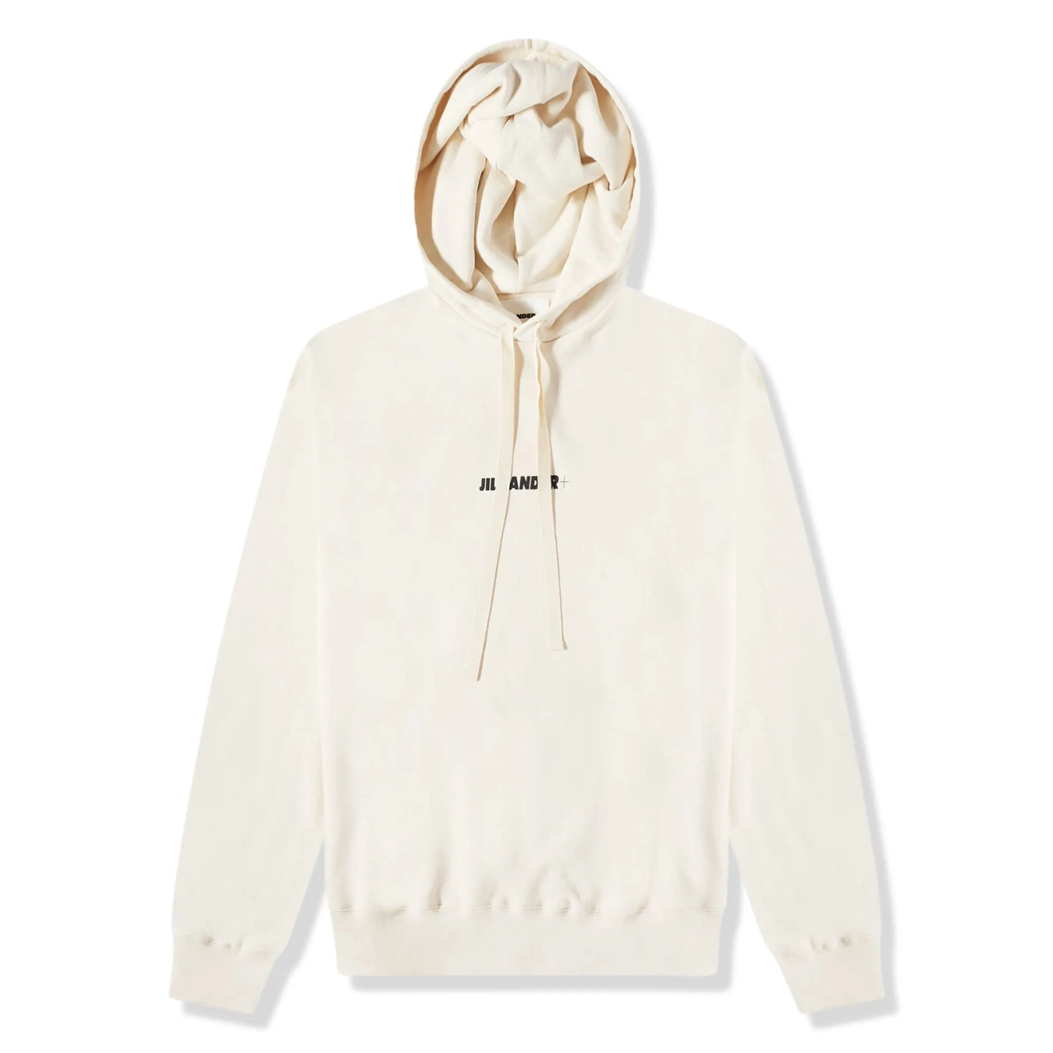 Jil Sander Logo Printed Off White Hoodie