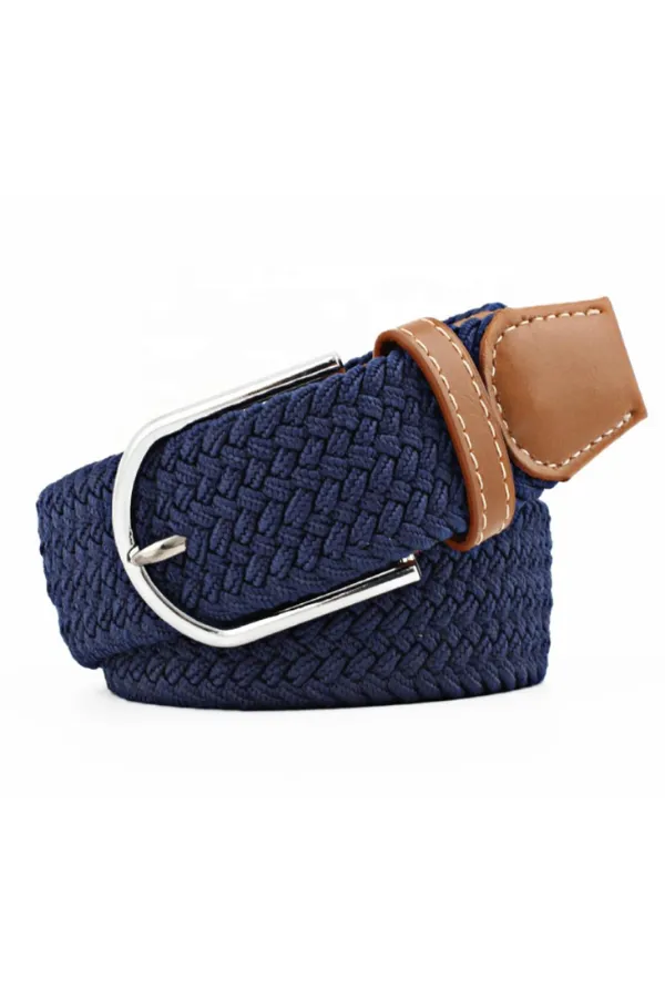 Just Like Fire Braided Elastic Buckle Belt - Navy