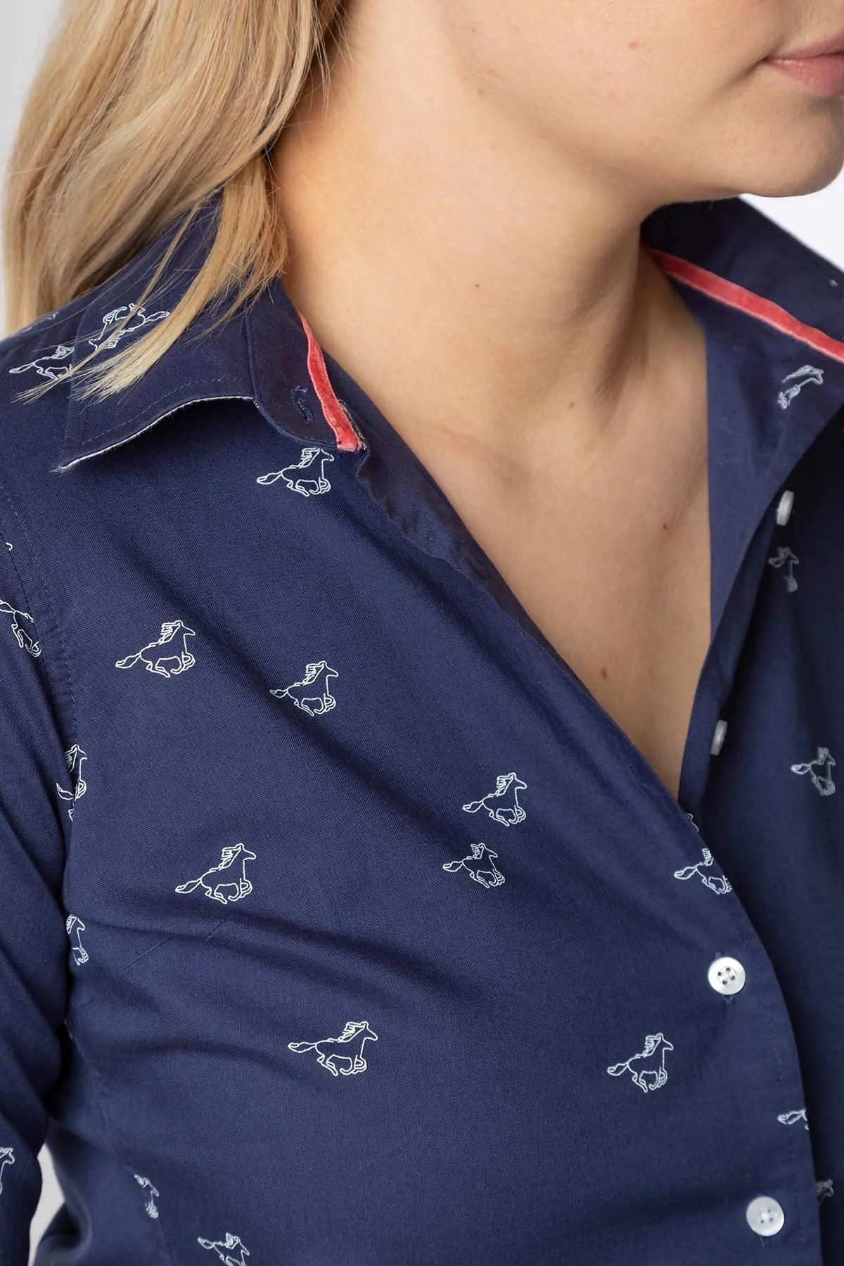 Ladies Oxford Cotton Printed Shirt - Audrey