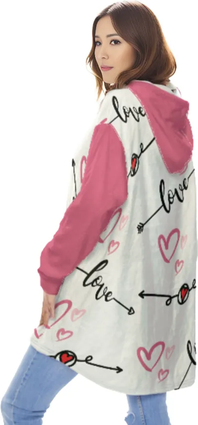 Love In Motion Women's Fleece Blanket Hoodie With Pocket