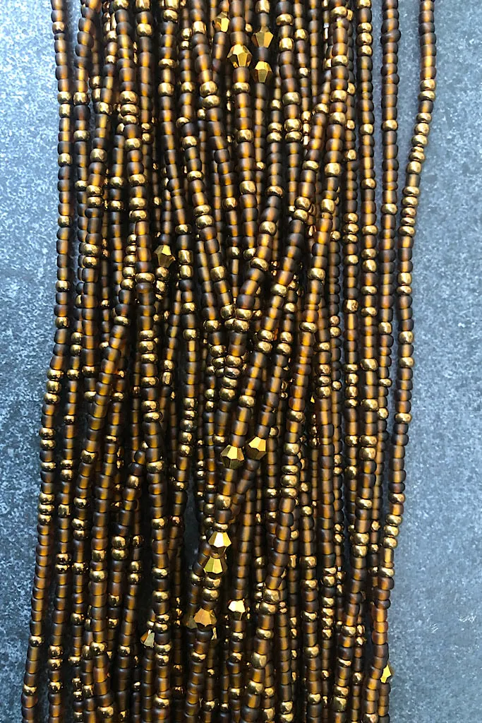 Melanin And Gold Tie On Waist Beads