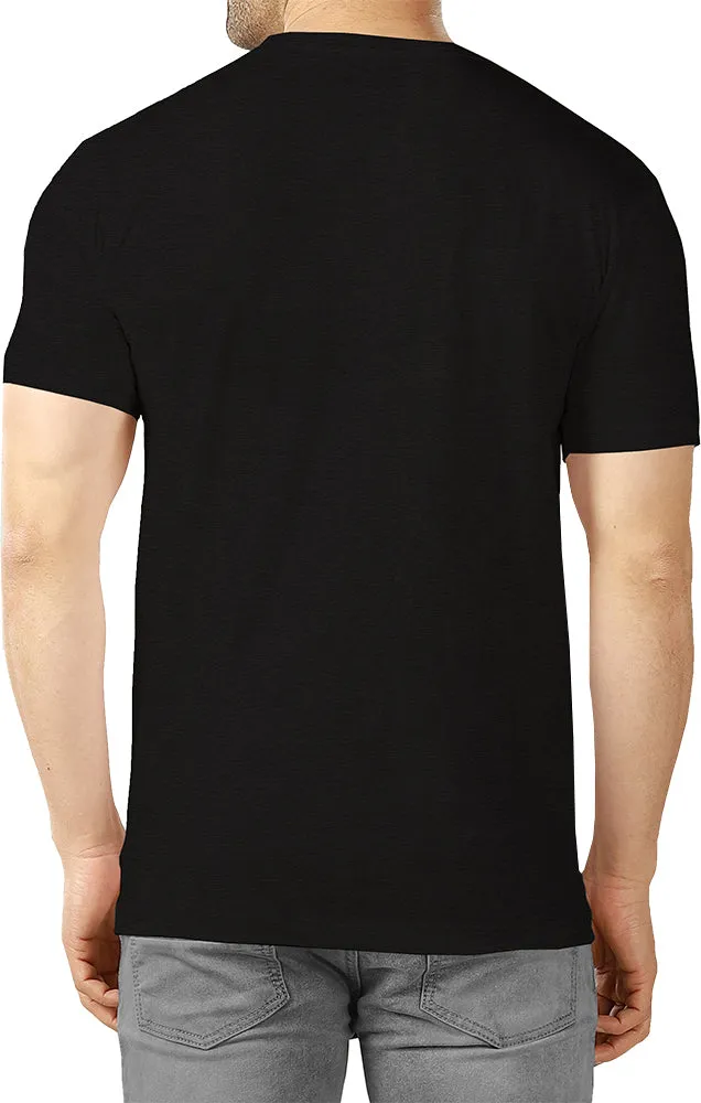 Men Colorblock Round Neck Cotton Blend Black, Grey T-Shirt