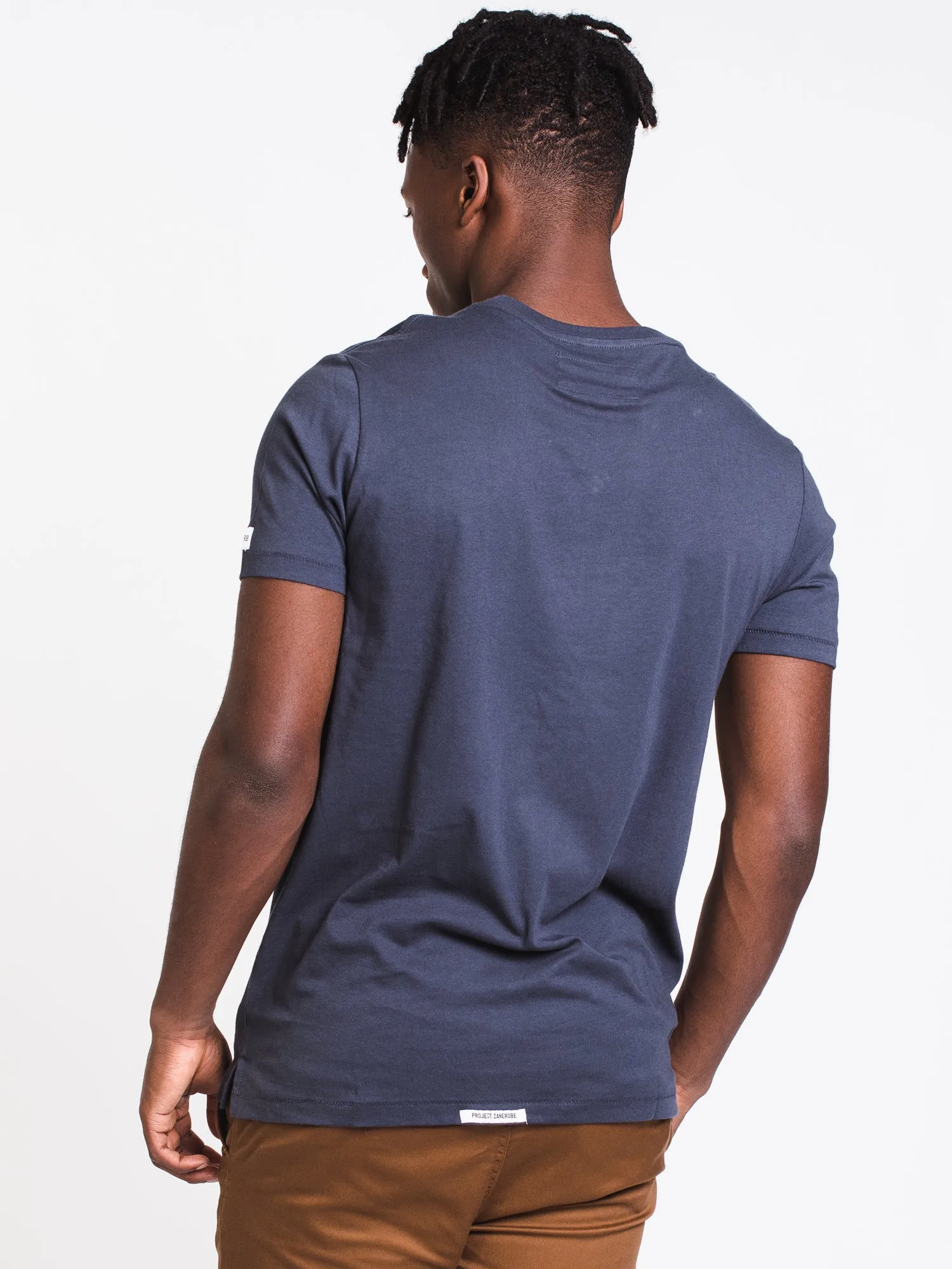 MENS LONGLINE SHORT SLEEVE T-SHIRT- NAVY - CLEARANCE