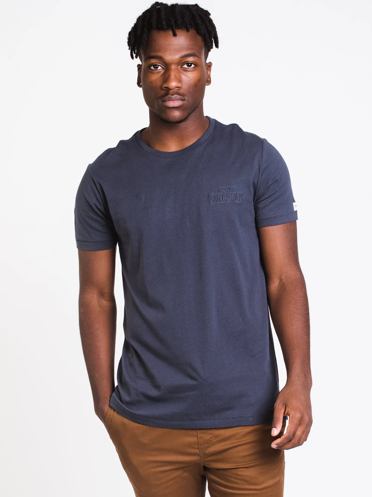 MENS LONGLINE SHORT SLEEVE T-SHIRT- NAVY - CLEARANCE