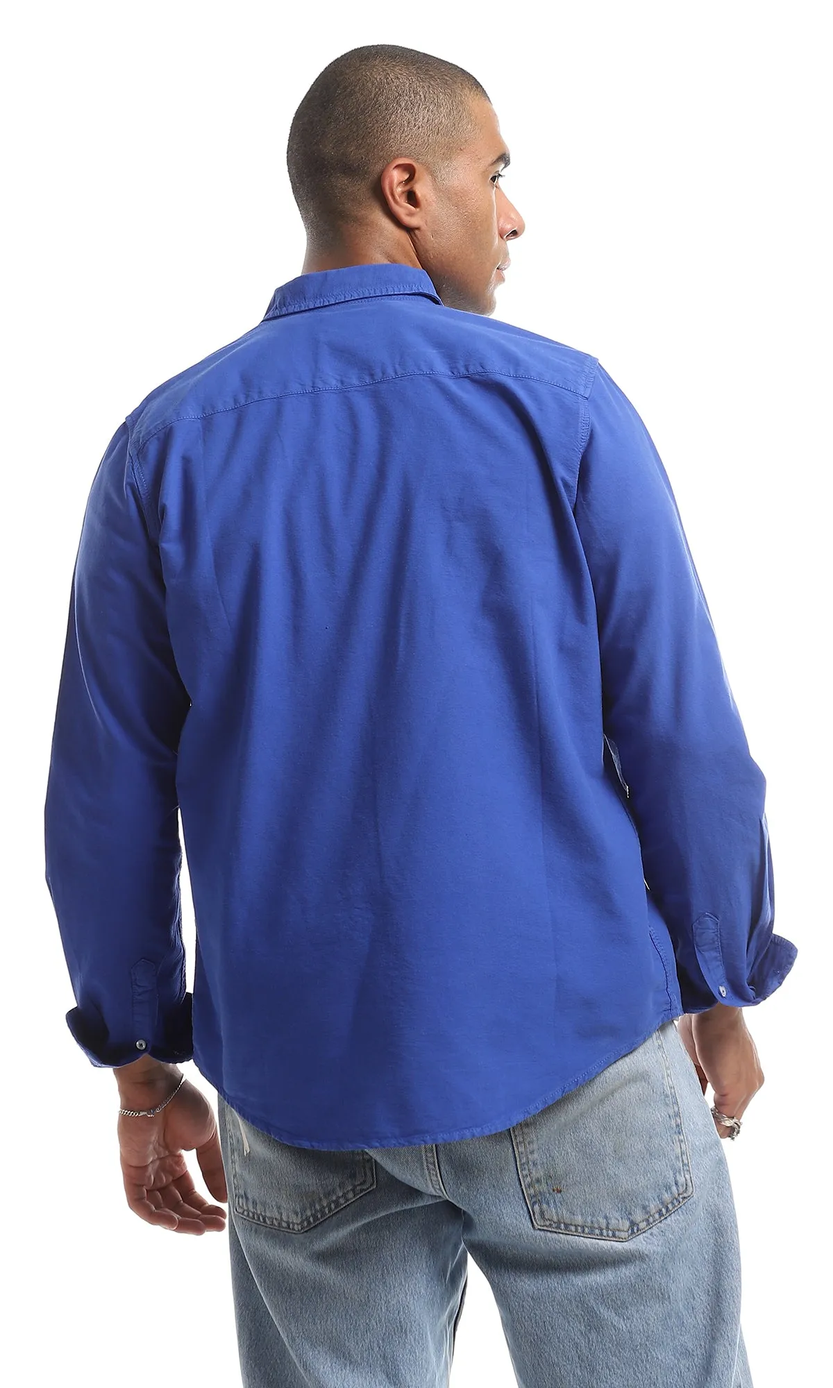 O157096 Classic Collar Full Buttoned Plain Shirt - Royal Blue