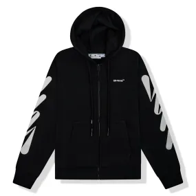 Off-White Wave Diagonal Zip-Up Black Hoodie