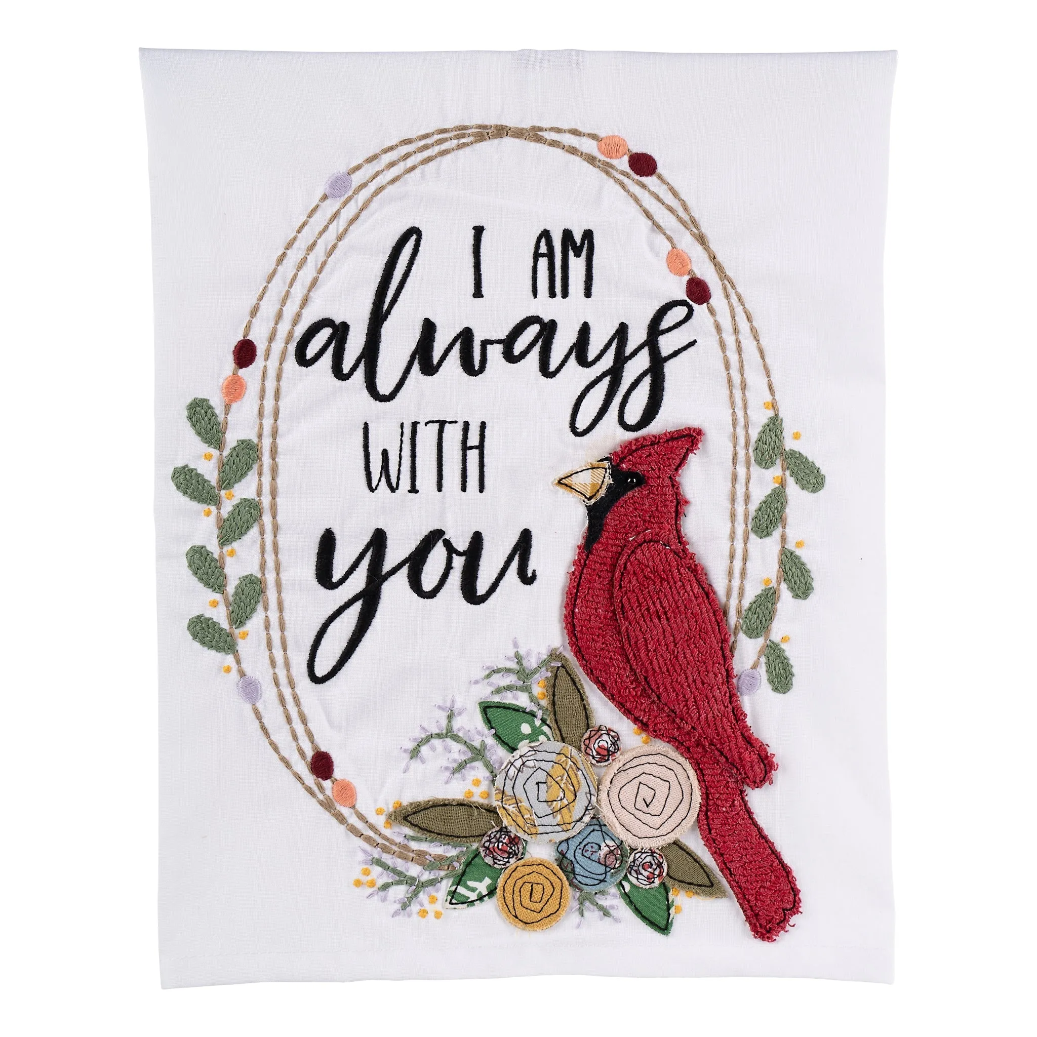 Red Bird Treath Tea Towel