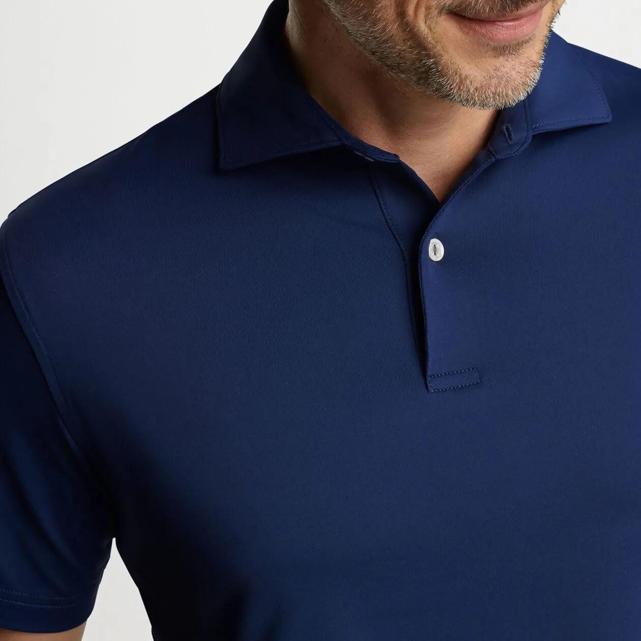 Solid Tailored Fit Performance Jersey Polo Navy - SS24