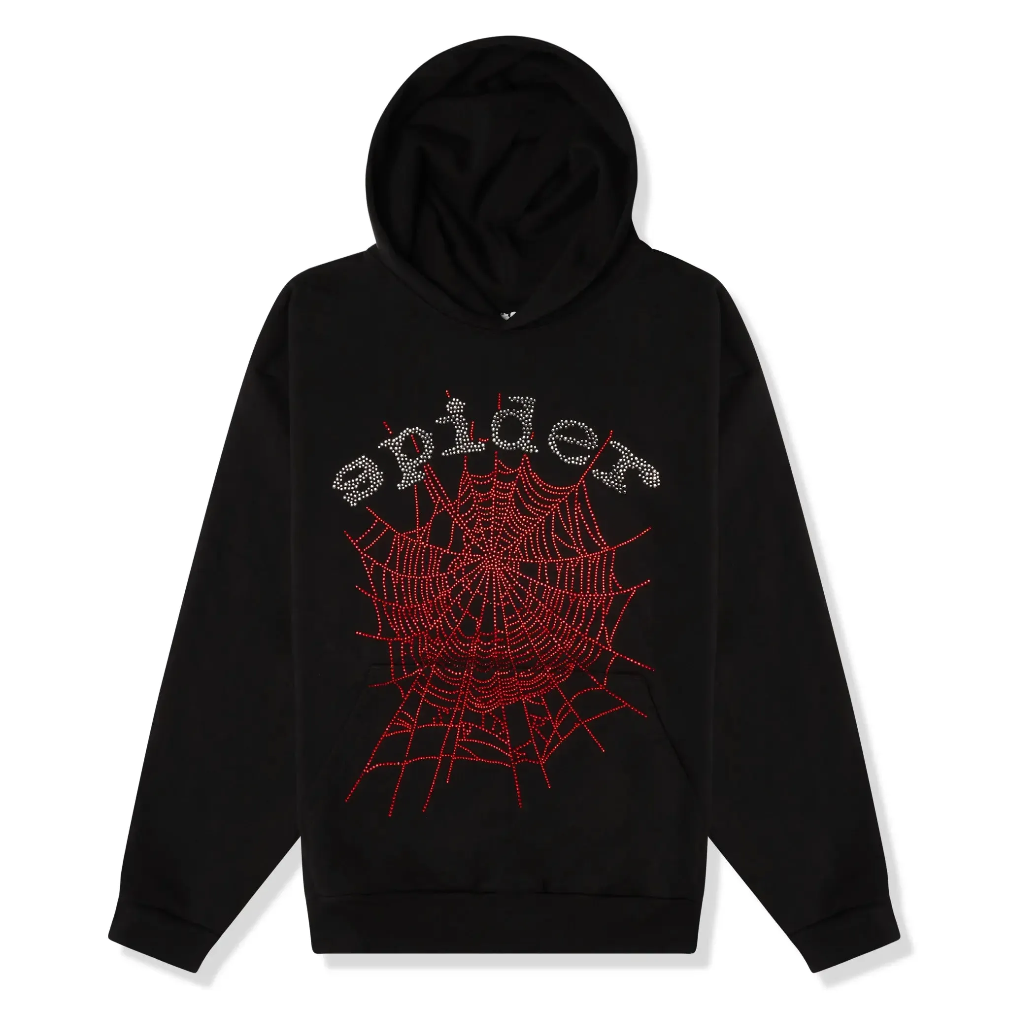 Sp5der OG Rhinestone Logo Black Hoodie