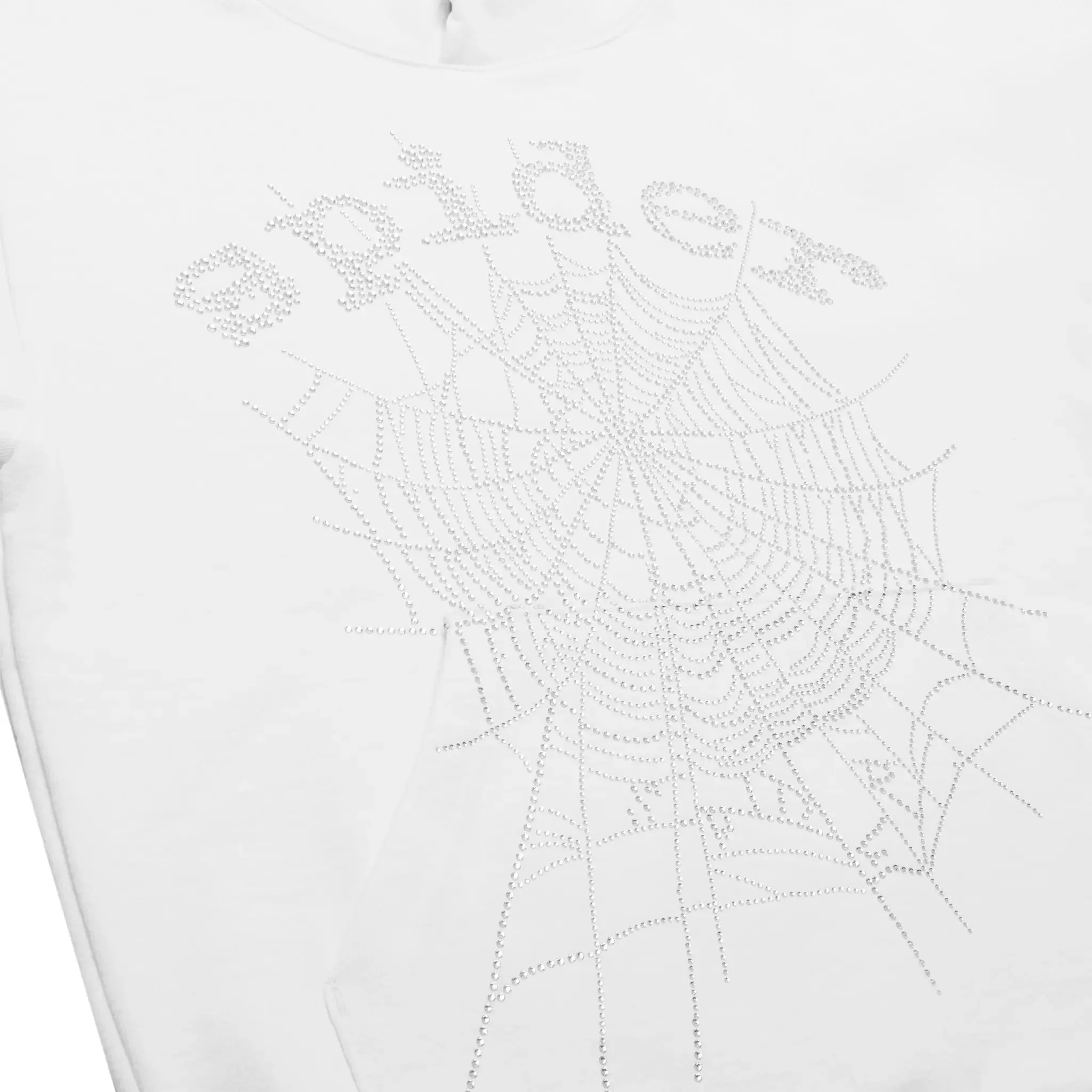 Sp5der OG Rhinestone Logo White Hoodie