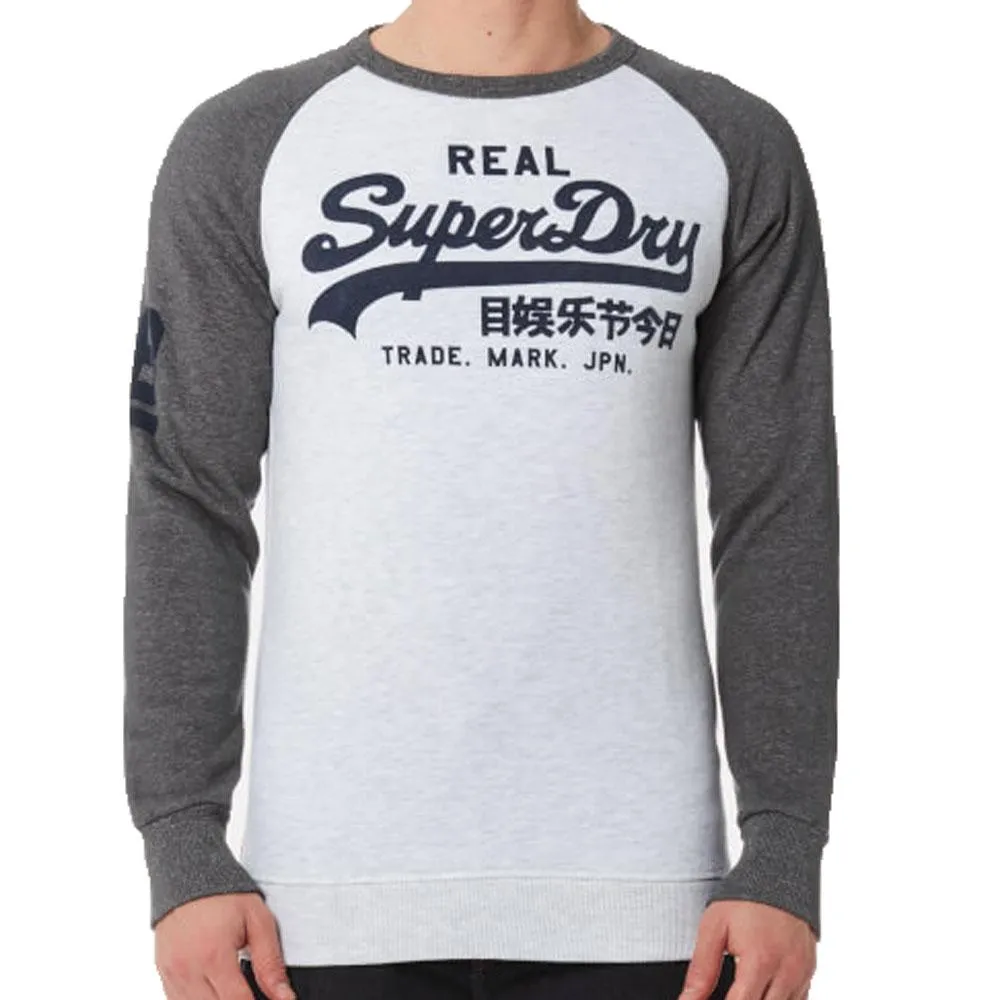 Superdry Mens Vintage Raglan Sweatshirt - Ice Marl Grey