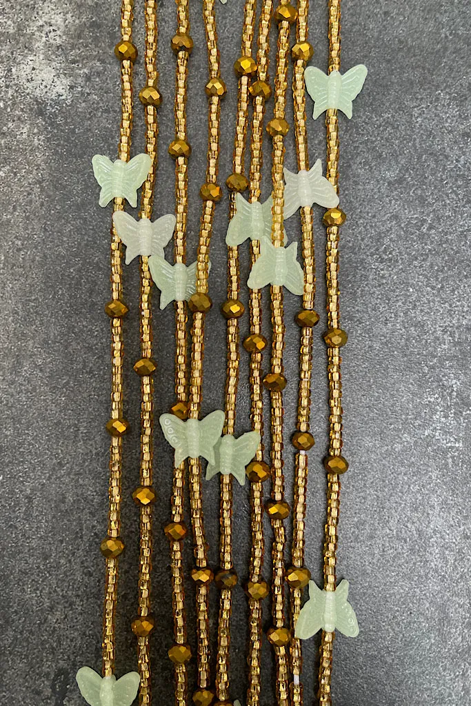 Thick Gold Butterfly Glow Tie On Waist Beads