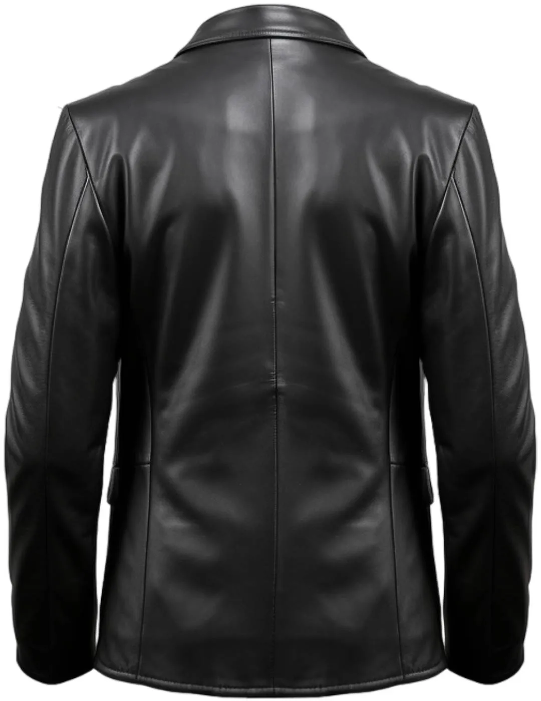 Two Button Men Black Leather Blazer - Leather Blazer for Men