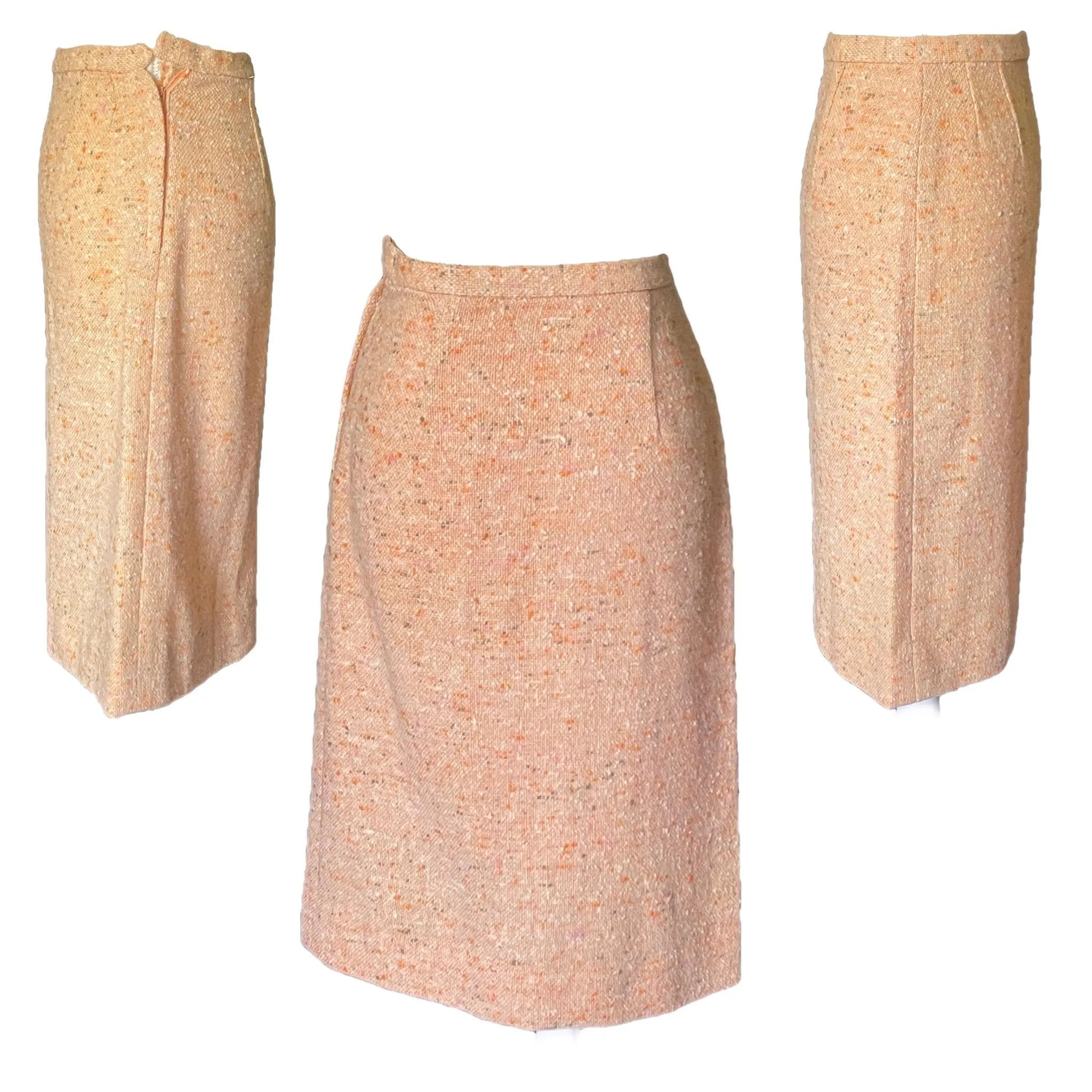 Vintage Peach Tweed Wool Pencil Skirt by Pendleton. Perfect Office Attire or Dress up for Night Out.