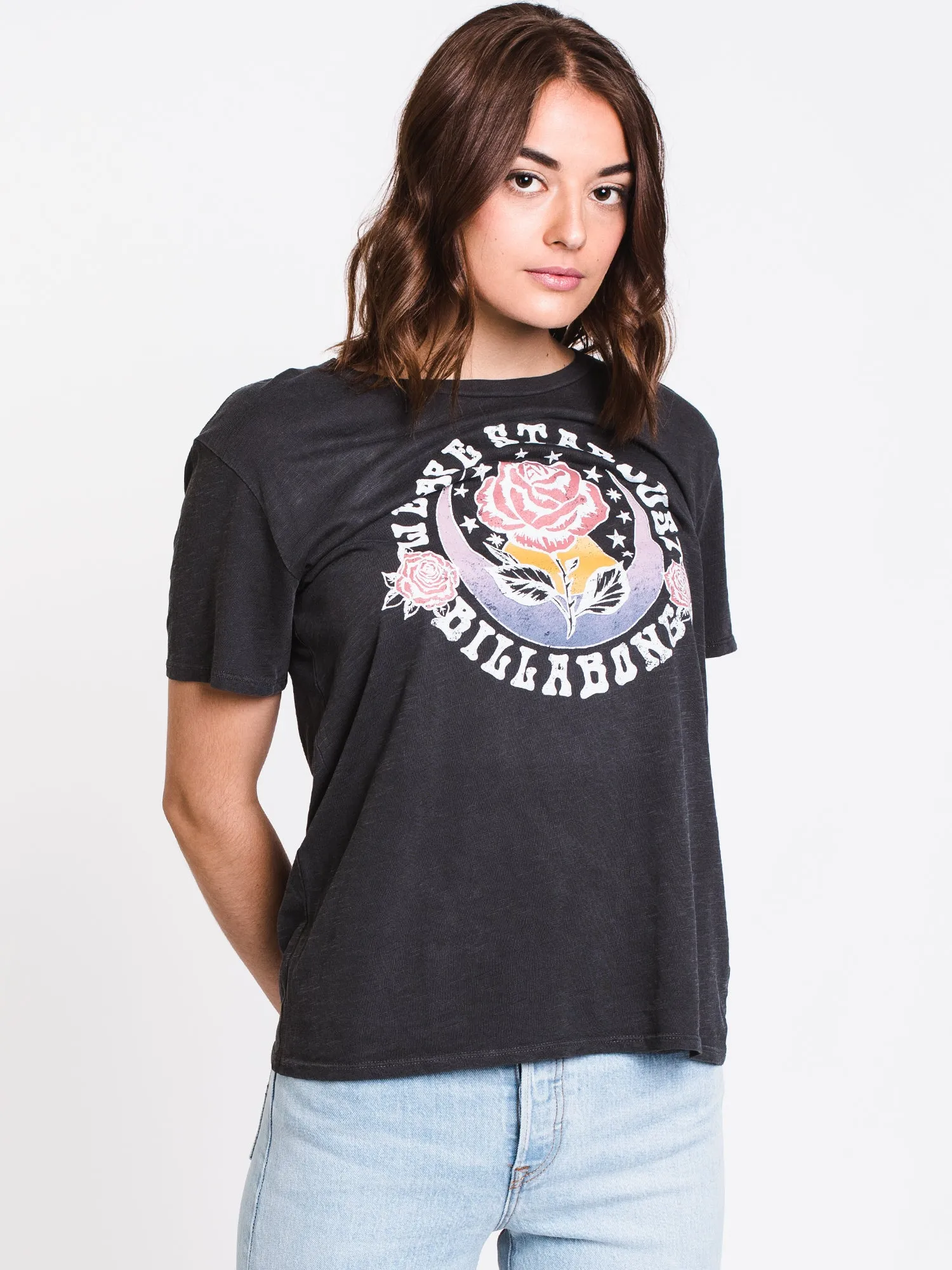 WOMENS STARDUST SHORT SLEEVE TEE - BLACK - CLEARANCE